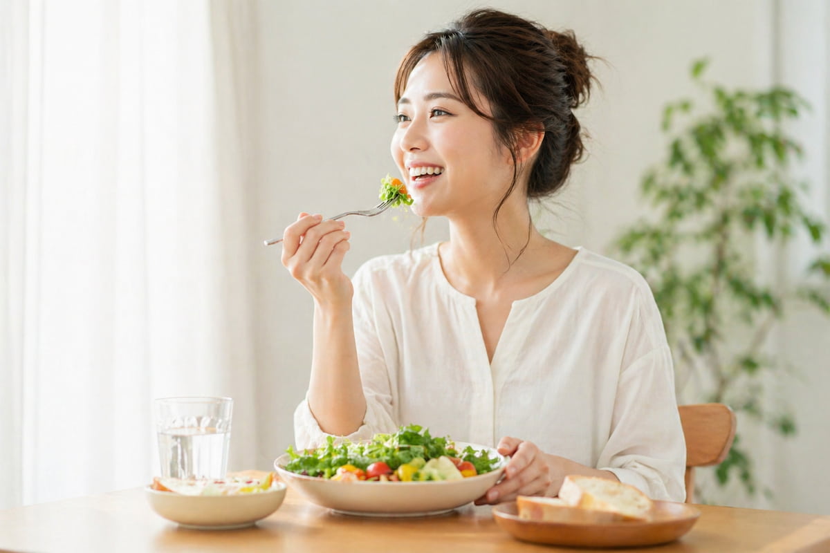 食事をしている女性