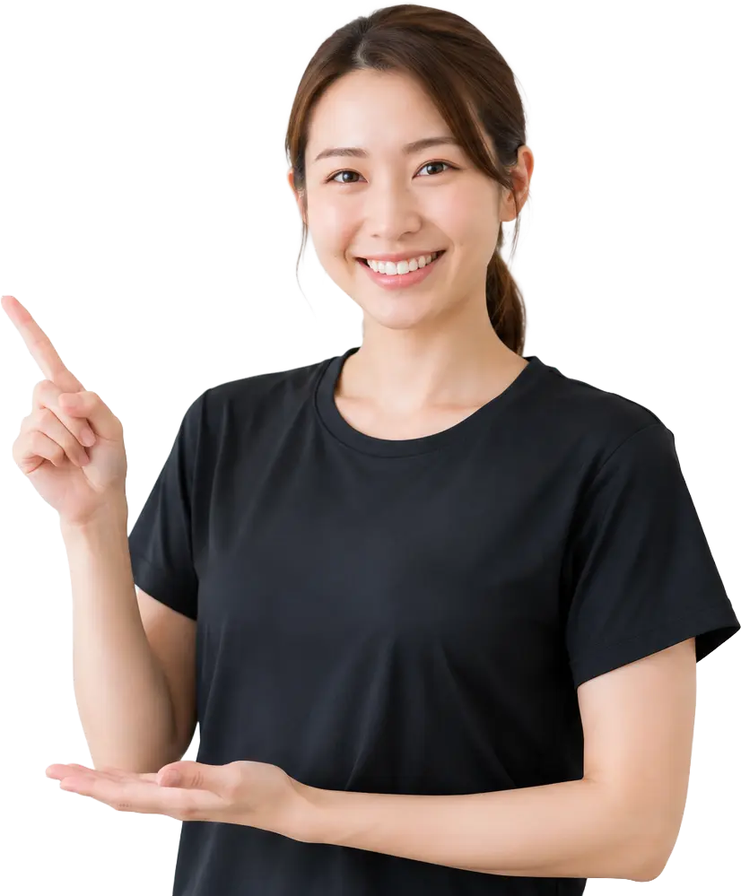 人差し指を立てている女性