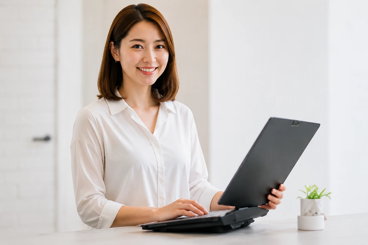 パソコンを使用する女性
